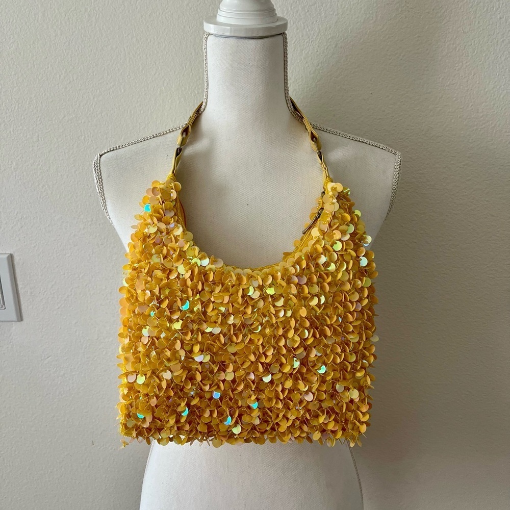 Yellow Sequin Halter bag